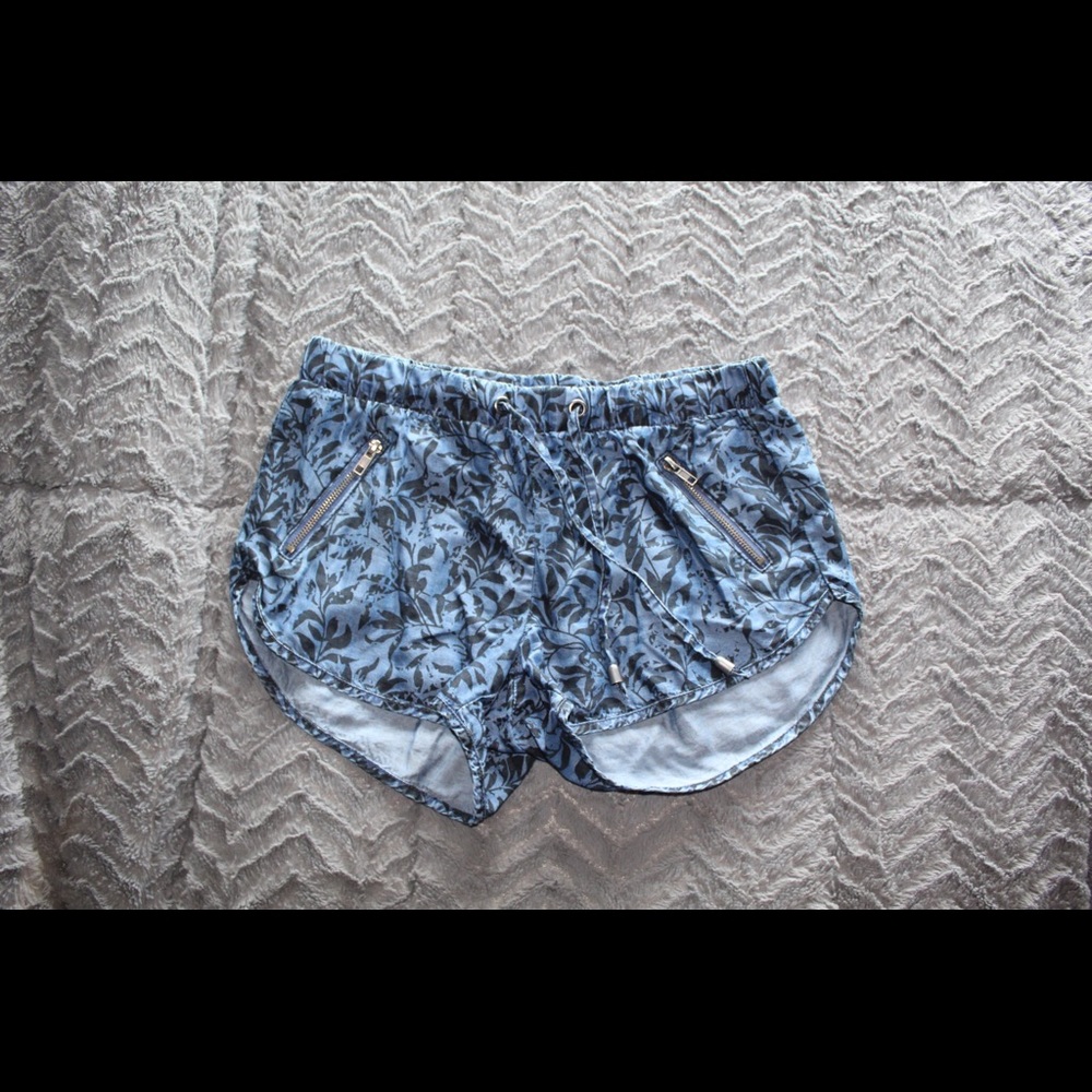 Blue and Black mid rise shorts
